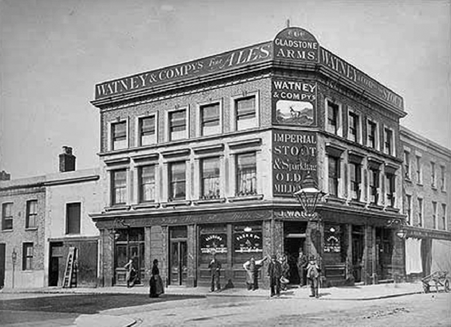 Gladstone Arms, Plough road and Tritton street, Battersea - circa 1890 with landlord J Ward
